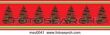 Clip Art - A row of green fern leaves on a red background. Fotosearch