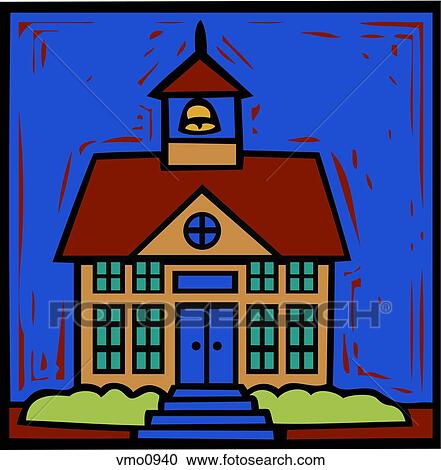 A school house with a bell on top View Large Illustration Clipart - A school house with a bell on top. Fotosearch