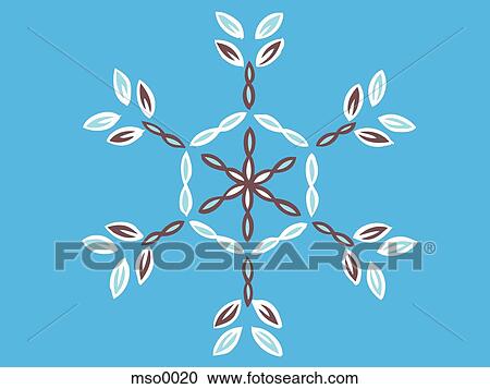 Clipart - A snowflake on blue background. Fotosearch