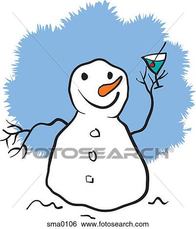 A snowman holding a martini View Large Illustration Stock Illustration - A snowman holding a martini. Fotosearch