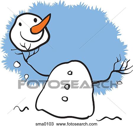 Drawing - A snowman holding his head. Fotosearch