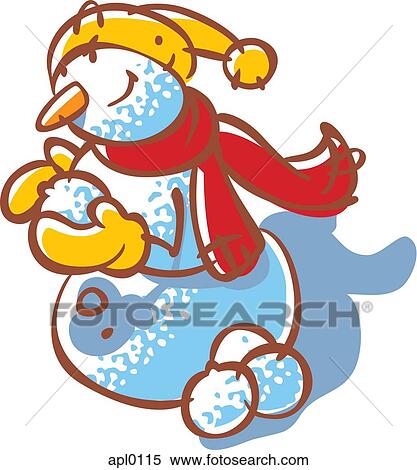 A snowman making snowballs View Large Illustration Stock Illustration - A snowman making snowballs. Fotosearch
