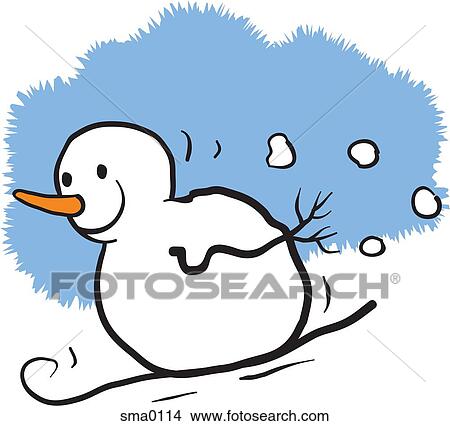 A snowman skiing down a hill View Large Illustration Stock Illustration - A snowman skiing down a hill. Fotosearch
