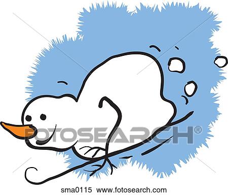 A snowman sledding down a hill View Large Illustration Stock Illustration - A snowman sledding down a hill. Fotosearch