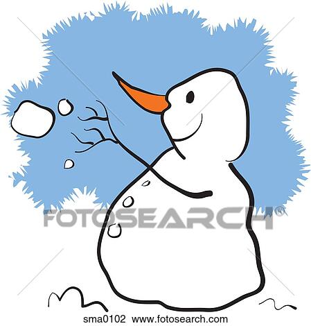 A snowman throwing a snowball View Large Illustration Drawing - A snowman throwing a snowball. Fotosearch