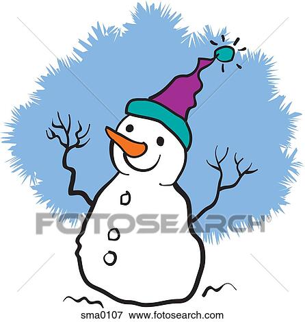 A snowman wearing a pointed hat View Large Illustration Stock Illustration - A snowman wearing a pointed hat. Fotosearch