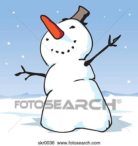A snowman wearing a top hat in a snowy landscape View Large Illustration Stock Illustration - A snowman wearing a top hat in a snowy landscape. Fotosearch