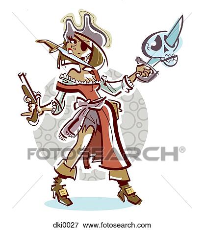 Stock Illustration - A woman dressed as a sexy pirate. Fotosearch