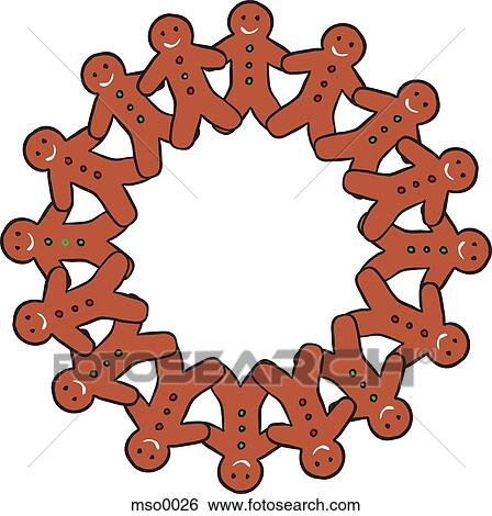 Stock Illustration - A wreath of gingerbread men cookies. Fotosearch