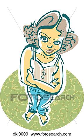 A young woman with her arms crossed View Large Illustration Stock Illustration - A young woman with her arms crossed. Fotosearch