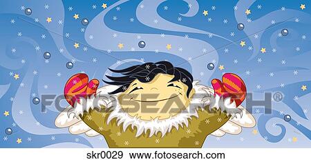 An angel playing with snowflakes View Large Illustration Stock Illustration - An angel playing with snowflakes. Fotosearch