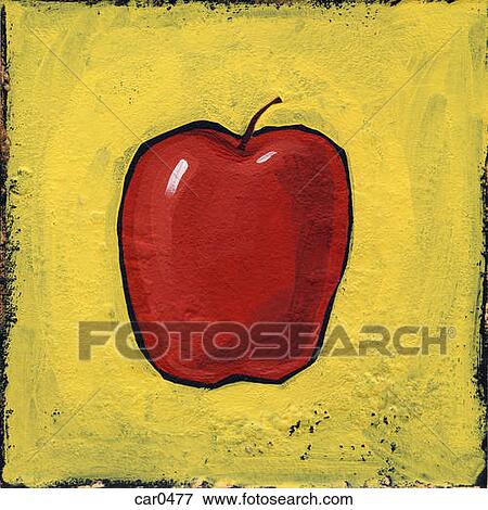 Closeup of a red apple on yellow background View Large Illustration Stock Illustration - Closeup of a red apple on yellow background. Fotosearch
