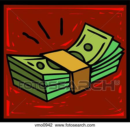 Drawing - Closeup of a stack of money. Fotosearch