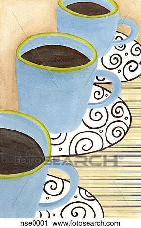 Clip Art - Closeup of three cups of coffee. Fotosearch