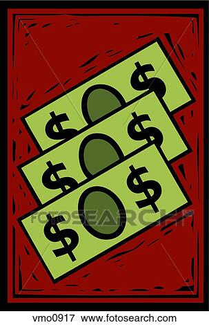 Closeup of three dollar bills View Large Illustration Stock Illustration - Closeup of three dollar bills. Fotosearch