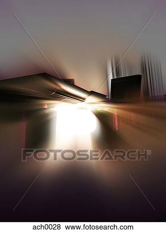 Stock Illustration - Illustration of a burst of light from a building. Fotosearch