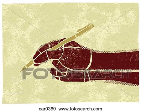 Clipart - Illustration of a hand holding a pen. Fotosearch