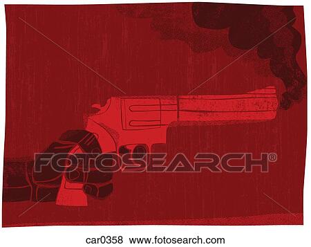 Stock Illustration - Illustration of a hand holding a smoking gun. Fotosearch