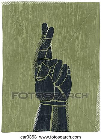 Illustration of a hand with its fingers crossed View Large Illustration Drawing - Illustration of a hand with its fingers crossed. Fotosearch