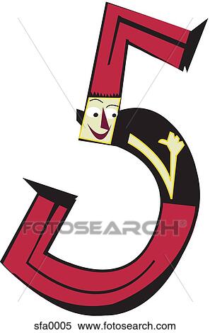 Stock Illustration - Illustration of a man creating the number 5 with his body. Fotosearch