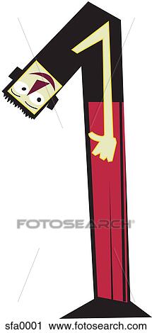 Illustration of a man making the number 1 with his body View Large Illustration Clip Art - Illustration of a man making the number 1 with his body. Fotosearch
