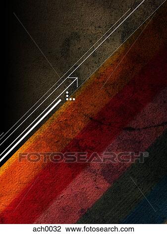 Drawing - Illustration of an arrow pointing upwards, against black and red background. Fotosearch