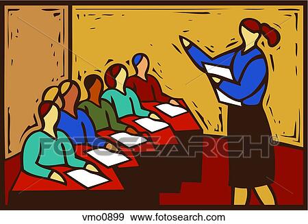 Illustration of an instructor teaching students in a classroom View Large Illustration Stock Illustration - Illustration of an instructor teaching students in a classroom. Fotosearch