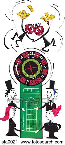 Illustration of people playing roulette and winning money View Large Illustration Clip Art - Illustration of people playing roulette and winning money. Fotosearch