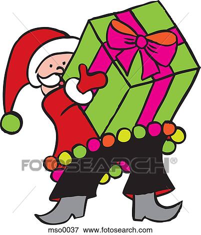 Illustration of Santa Claus with a large gift View Large Illustration Stock Illustration - Illustration of Santa Claus with a large gift. Fotosearch