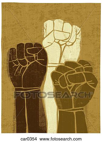 Stock Illustration - Illustration of three clenched fists. Fotosearch