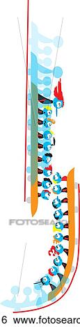 Stock Illustration - Illustration of two roller coasters filled with people. Fotosearch
