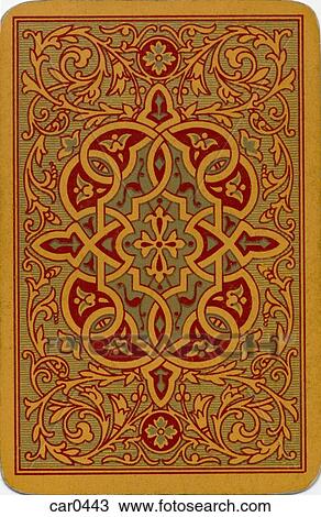 Drawing - Ornate decoration on the backside of a deck of cards. Fotosearch
