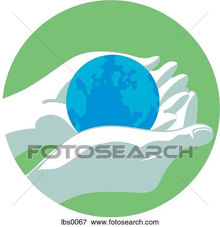 Stock Illustration - Pair of human hands holding the earth. Fotosearch