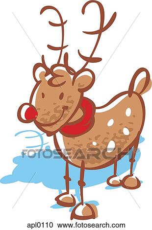 Clipart - Rudolph the red-nosed reindeer. Fotosearch
