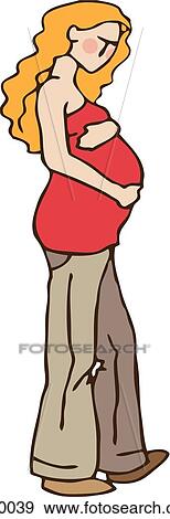 Side view of a pregnant woman holding her belly with both hands View Large Illustration Stock Illustration - Side view of a pregnant woman holding her belly with both hands. Fotosearch