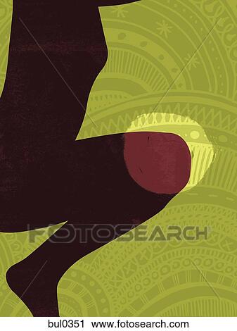 Clip Art - Silhouette of a woman with a spotlight on her knee. Fotosearch