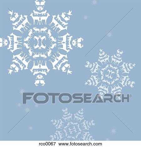 Stock Illustration - Snowflakes formed by silhouettes of animals. Fotosearch