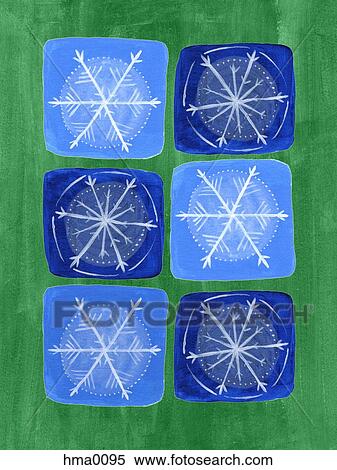 Stock Illustration - Snowflakes on a blue and green background. Fotosearch
