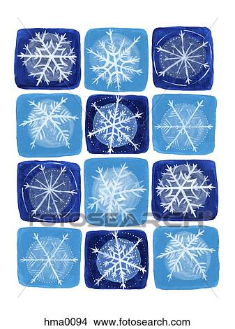 Stock Illustration - Snowflakes on a blue and white background. Fotosearch