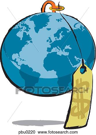 Clipart - The globe with a price tag. Fotosearch