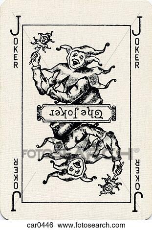 Stock Illustration - Vintage playing card with a joker. Fotosearch