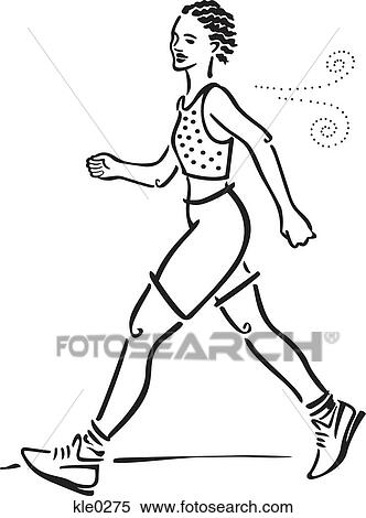 A 女 すること てきぱきしている 歩くこと イラスト Kle0275 Fotosearch