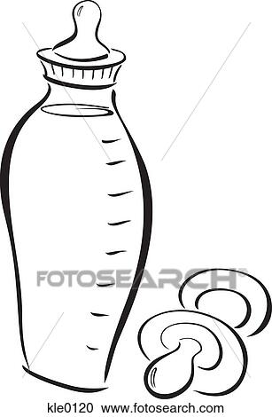 Clipart - A baby bottle and pacifier. Fotosearch