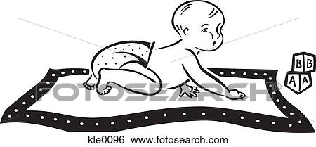 Stock Illustration - A baby crawling on a play mat. Fotosearch