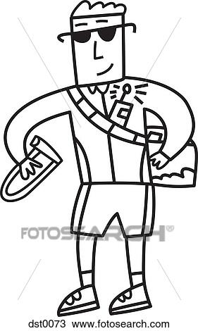 Drawing - A bike courier. Fotosearch