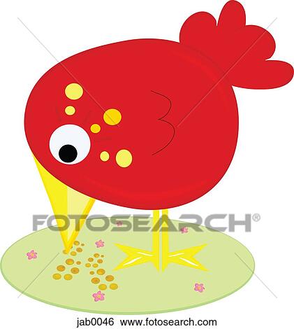 A Bird Eating Seeds Stock Illustration Jab0046 Fotosearch