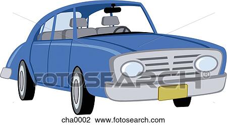 A blue car View Large Illustration Drawing - A blue car. Fotosearch