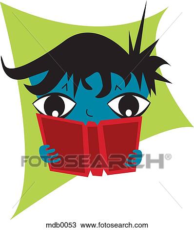 A boy reading a book View Large Illustration Drawing - A boy reading a book. Fotosearch