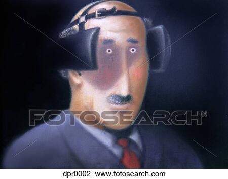 A business man wearing blinders View Large Illustration Drawing - A business man wearing blinders. Fotosearch