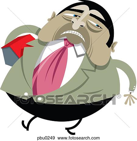 Stock Illustration - A businessman holding a house. Fotosearch